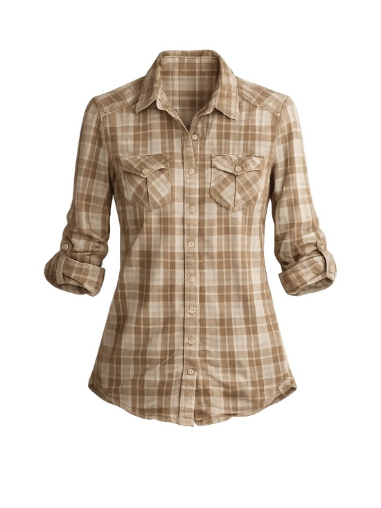 Carhartt Tops - Women's Carhartt Plaid Button-Up Shirt Size S Beige Pink
133